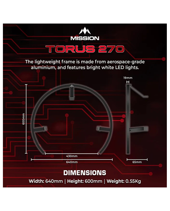 Mission Torus 270 - Dartboard Lighting - USB-C