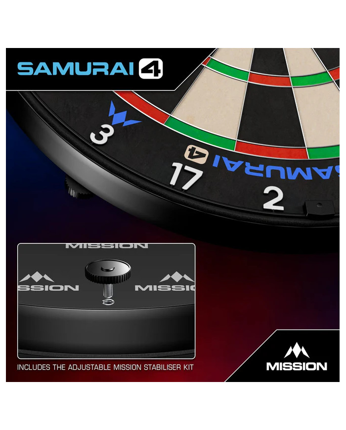 Mission Samurai 4 Dartboard Professional - Knife Wire - White Spider
