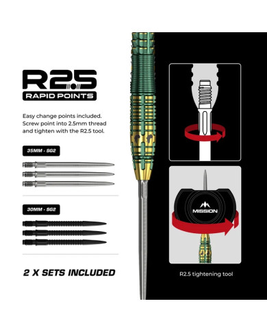 Mission Devon Petersen R2.5 Darts Steel Tip - 95% Tungsten