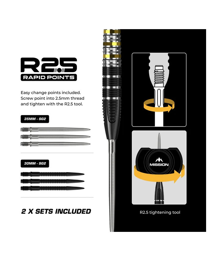 Mission Astro R2.5 Darts Steel Tip - 95% Tungsten