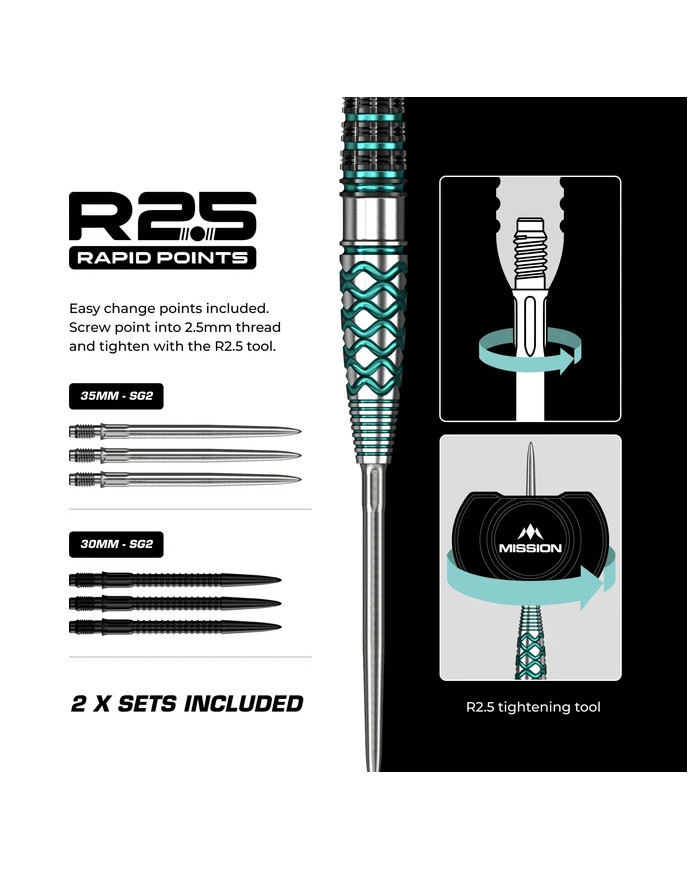 Mission Neptune R2.5 Darts Steel Tip - 90% Tungsten