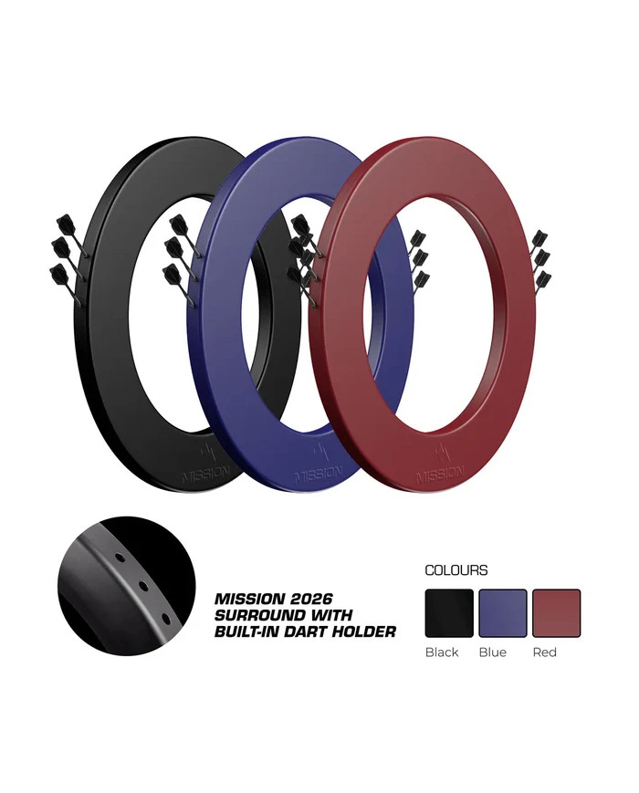 Mission Dartboard Surround Logo - Built in Dart Holder
