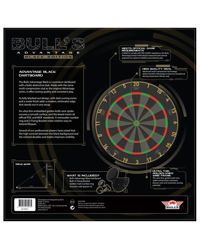 Bulls Advantage Dartboard - Professional - Black