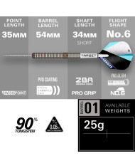 Target Adam Lipscombe G1 Swiss Point 90% Tungsten 25g Steel Tip Darts