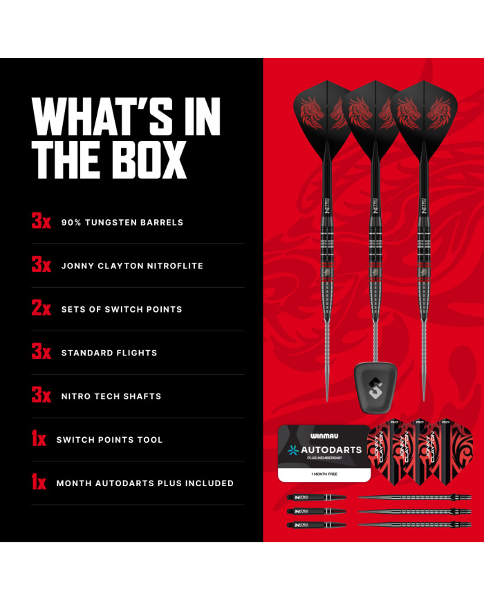 Red Dragon Jonny Clayton Ultra 90% Tungsten SP Darts 22g