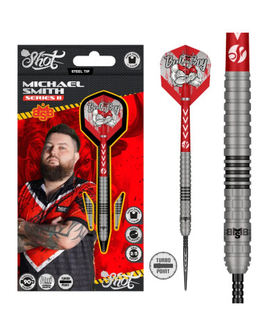 Shot Michael Smith Series II Turbo Point 90% Tungsten Steel Tip Darts