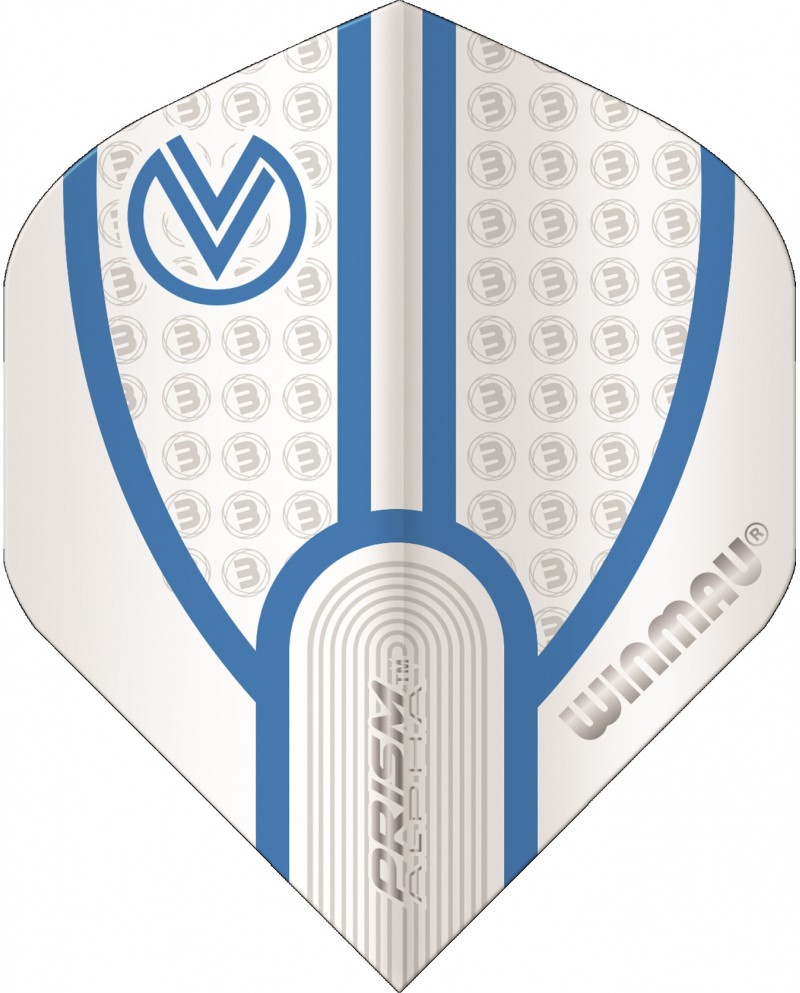 Winmau Prism Alpha Vincent Van Der Voort Flights - White & Blue Lines