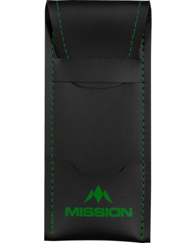 Mission Sport 8 Dart Case - Black Bar Wallet - Green Trim