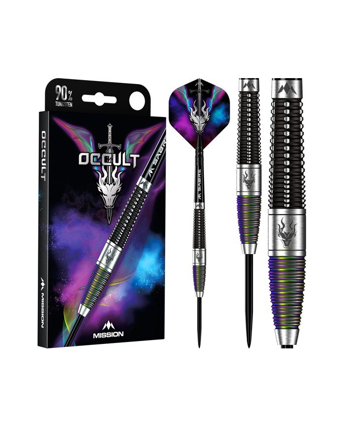 Mission Occult Darts Steel Tip - 90% - Black & Coral PVD