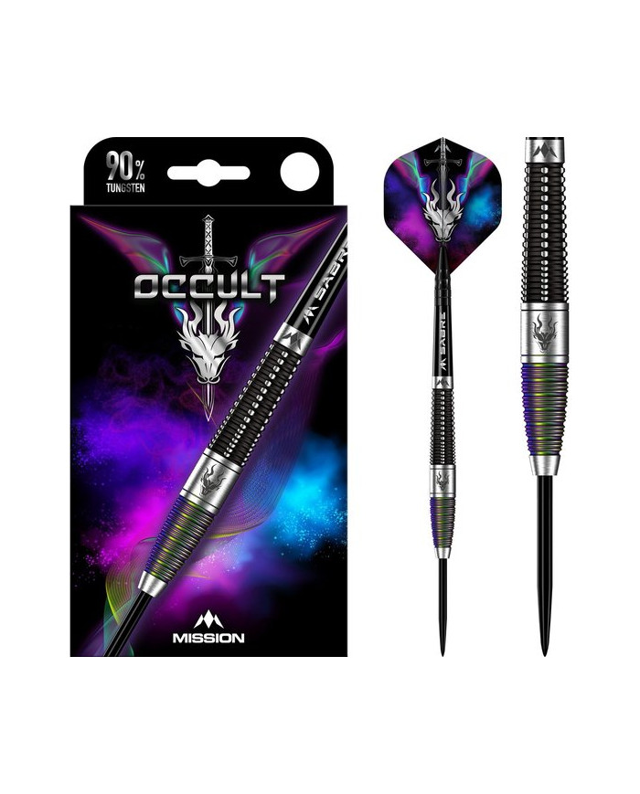 Mission Occult Darts Steel Tip - 90% - Black & Coral PVD