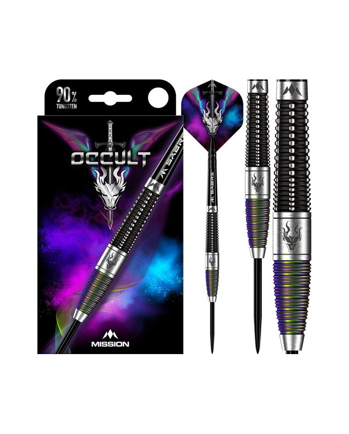 Mission Occult Darts Steel Tip - 90% - Black & Coral PVD